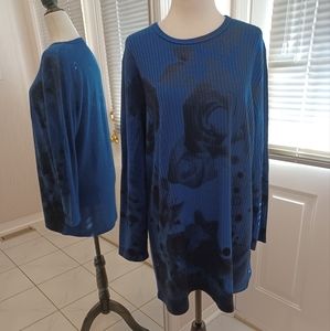 4/$40 Blue & Black Floral Top - Size XXL (US16)